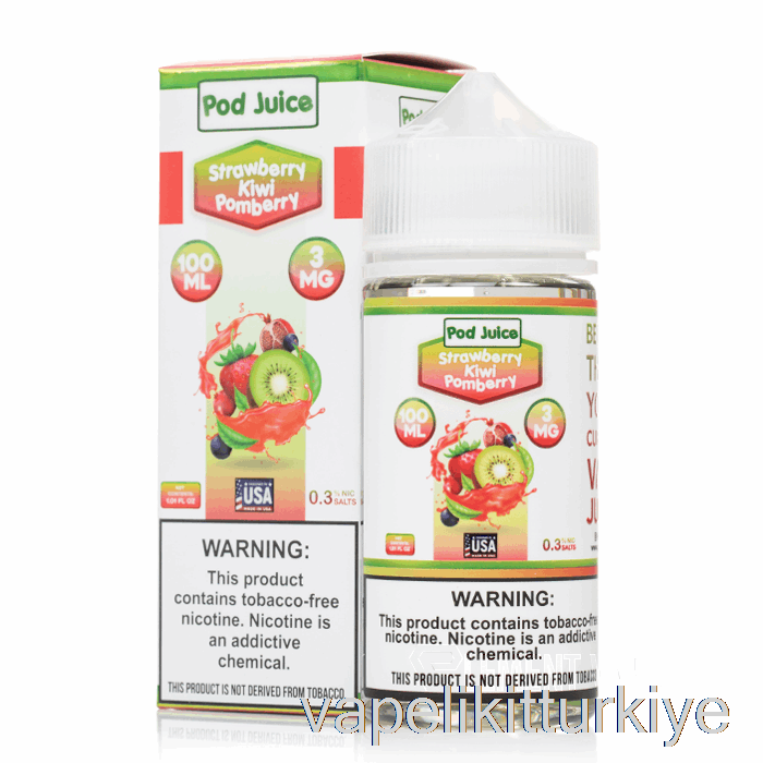 Vape Türkiye çilek Kivi Pomberry - Bakla Suyu - 100ml 3mg